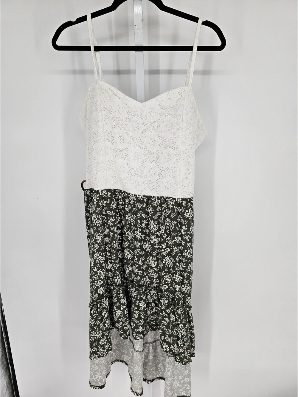 No Boundaries Womens Sz XXXL Sleeveless Belted Midi Dress Floral White Top
